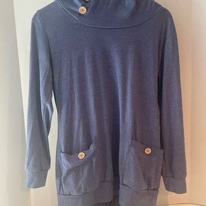 Women's Long Sleeve Cowl Neck Top - Blue